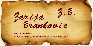 Zarija Branković vizit kartica